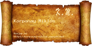 Korponay Miklós névjegykártya
